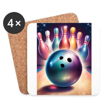 Bowlingkugel und hübsche bunte Anstecknadeln - Untersetzer (4er-Set) - Weiß - Vorne