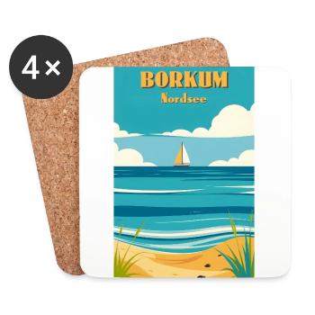 Borkum - Untersetzer (4er-Set) - Weiß - Vorne
