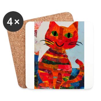 Katzen collage 0001 - Untersetzer (4er-Set) - Weiß - Vorne