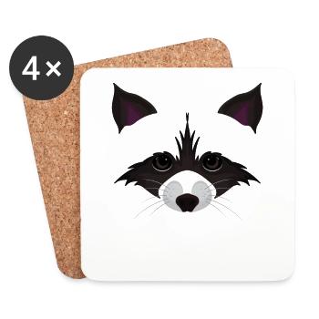 Cute raccoon face - Coasters (set of 4) - white - Front