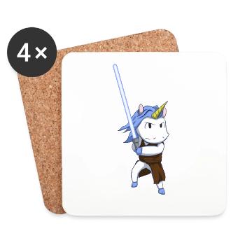 Sabre laser de la licorne spatiale - Licorne du sabre laser - Dessous de verre (lot de 4) - blanc - Devant
