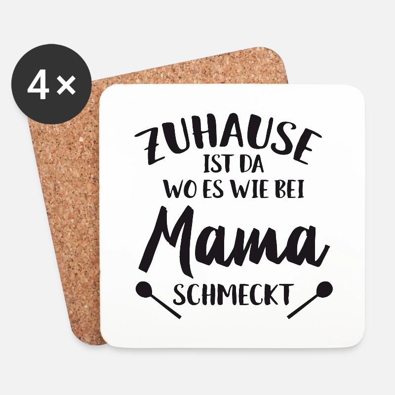 zuhause ist da wo es wie bei mama schmeckt - Untersetzer (4er-Set) - Weiß