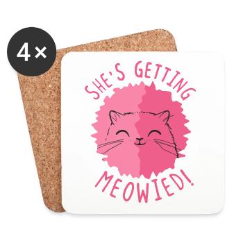 She's getting Meowied! Cat Marriage Bride - Coasters (set of 4) - white - Front