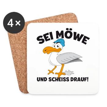 Möwe Möwen Sei Möwe und scheiß drauf - Untersetzer (4er-Set) - Weiß - Vorne