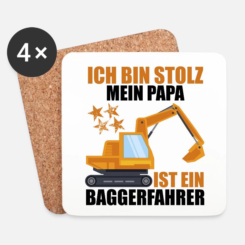 Bagger Shirt Baggerfahrer Shirt Bagger Geschenke - Untersetzer (4er-Set) - Weiß