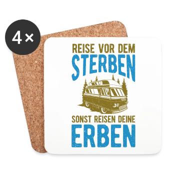 Renter Camping Geschenk - Untersetzer (4er-Set) - Weiß - Vorne