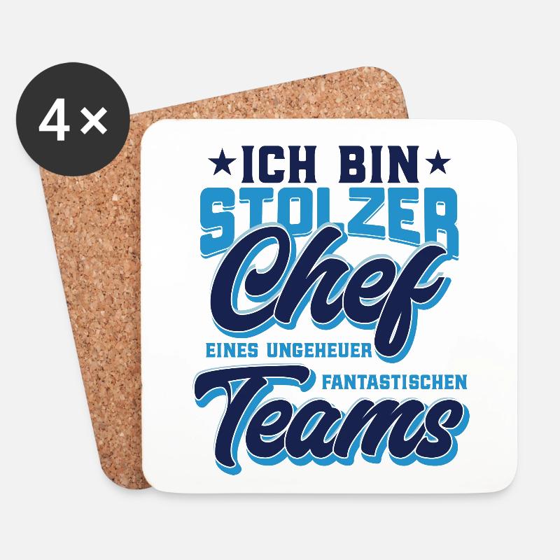 Chef T Shirt stolzer Chef eines fantastischen Team - Untersetzer (4er-Set) - Weiß