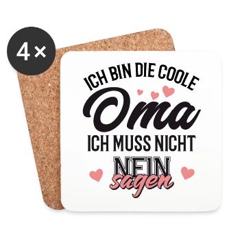 Coole Oma Geschenk für Oma - Untersetzer (4er-Set) - Weiß - Vorne
