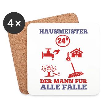 Hausmeister shirt der Mann für alle fälle Geschenk - Untersetzer (4er-Set) - Weiß - Vorne