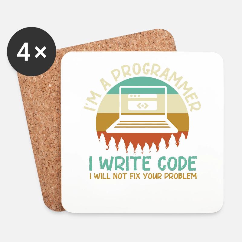 Programmer Code Coding - Coasters (set of 4) - white