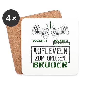 Großer Bruder Ankündigung Gaming Kinder Geschenk - Untersetzer (4er-Set) - Weiß - Vorne