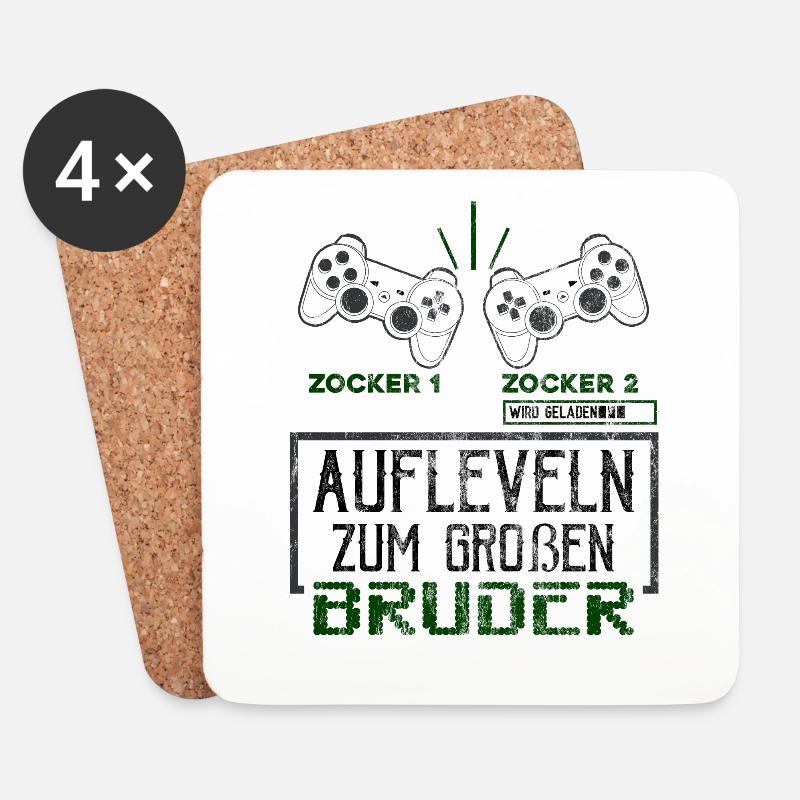 Großer Bruder Ankündigung Gaming Kinder Geschenk - Untersetzer (4er-Set) - Weiß