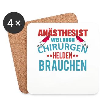 Anästhesist shirt • Helden • Anästhesist Geschenk - Untersetzer (4er-Set) - Weiß - Vorne