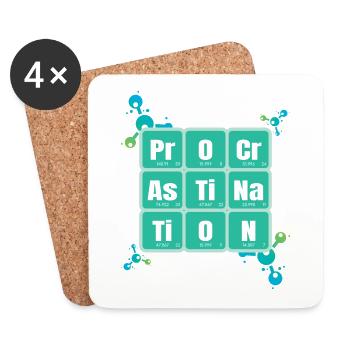 Procrastination Périodique Table of Elements Design - Dessous de verre (lot de 4) - blanc - Devant