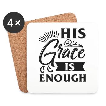 Christian saying: His Grace is enough - Coasters (set of 4) - white - Front
