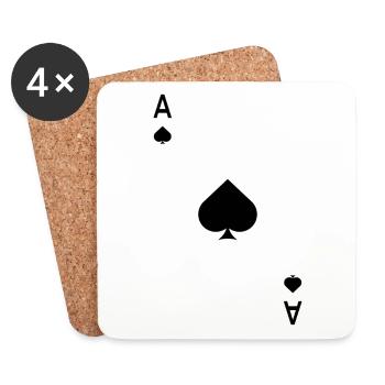 Kartenspiel Spielkarte Pik Ass Karneval Fasching - Untersetzer (4er-Set) - Weiß - Vorne