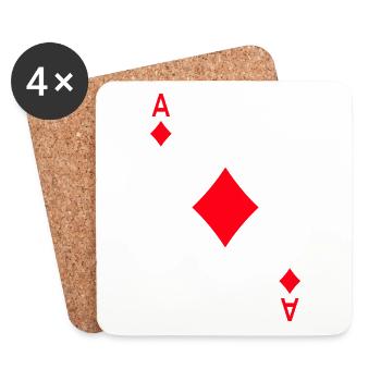 Carte à jouer as de diamants jeu de cartes carnaval - Dessous de verre (lot de 4) - blanc - Devant