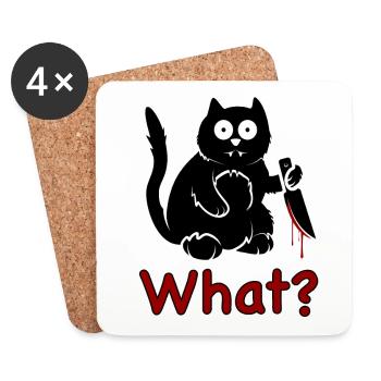 cat what? - Untersetzer (4er-Set) - Weiß - Vorne