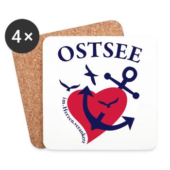 Ostsee - im Herzen verankert - Untersetzer (4er-Set) - Weiß - Vorne
