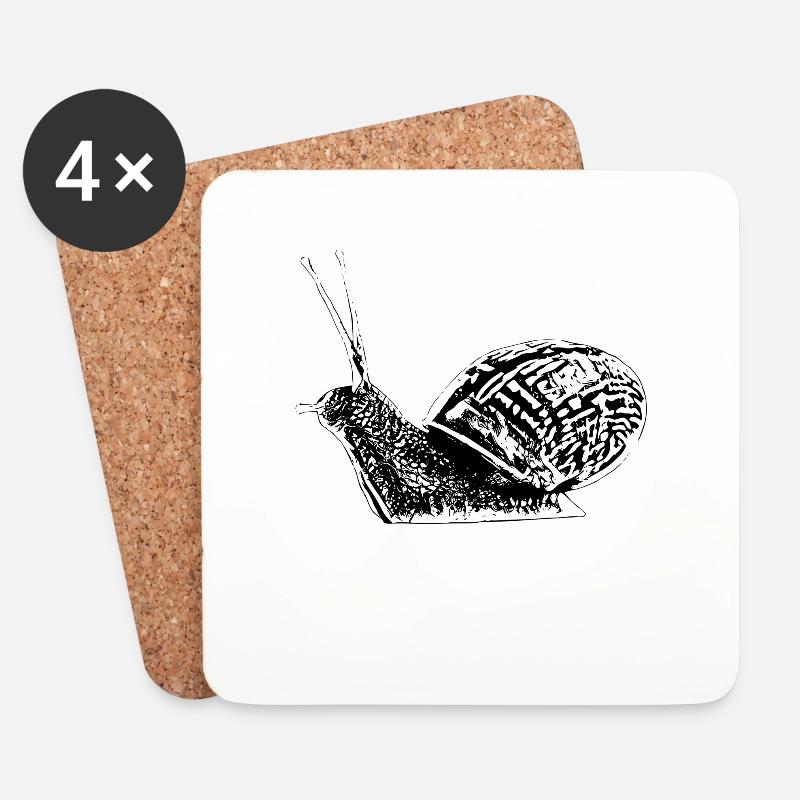 Schnecke - Untersetzer (4er-Set) - Weiß