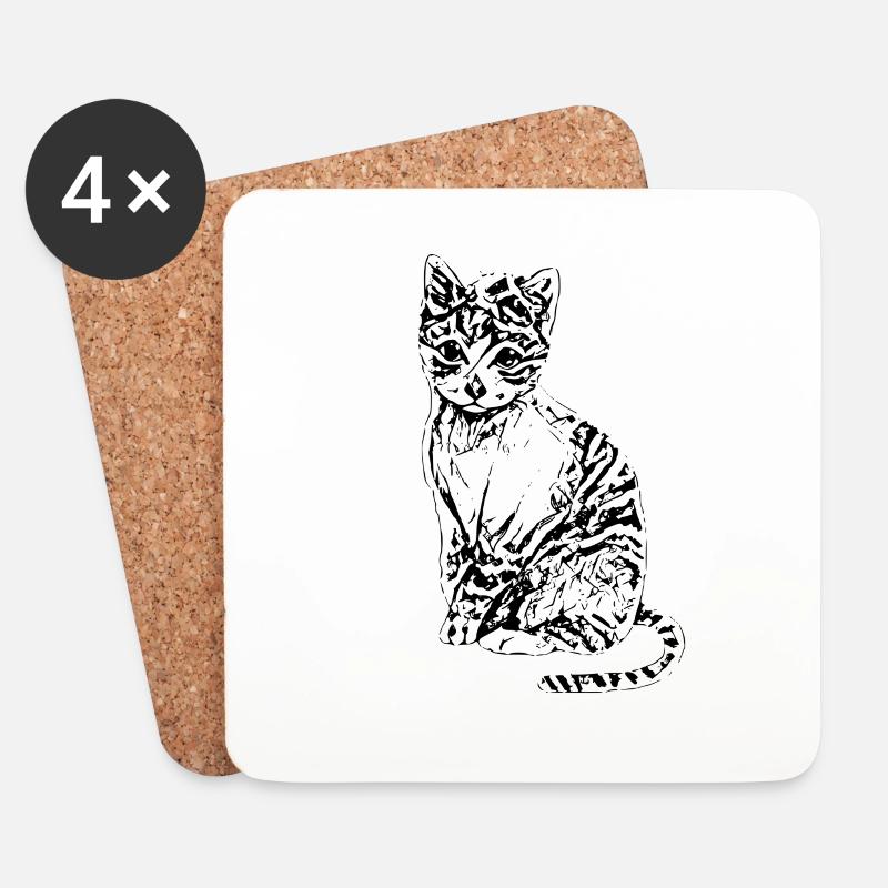 cat - Coasters (set of 4) - white