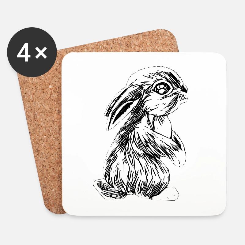 Kaninchen - Untersetzer (4er-Set) - Weiß