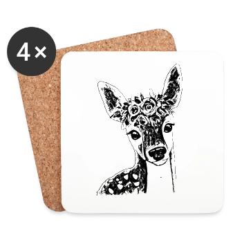 deer - Coasters (set of 4) - white - Front
