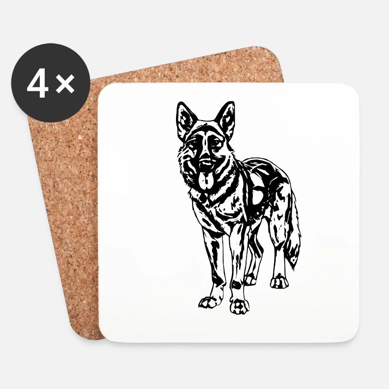 German Shepherd - Coasters (set of 4) - white