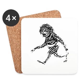 monkey - Coasters (set of 4) - white - Front