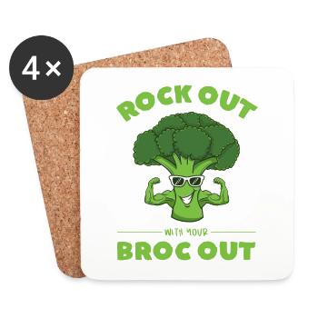 Rock Out With Your Broc Out Brokkoli Fitness - Untersetzer (4er-Set) - Weiß - Vorne