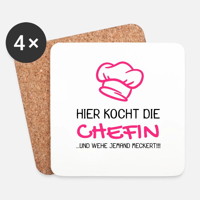 Chefkoch Spruch lustig Kochmütze Geschenk - Untersetzer (4er-Set) - Weiß
