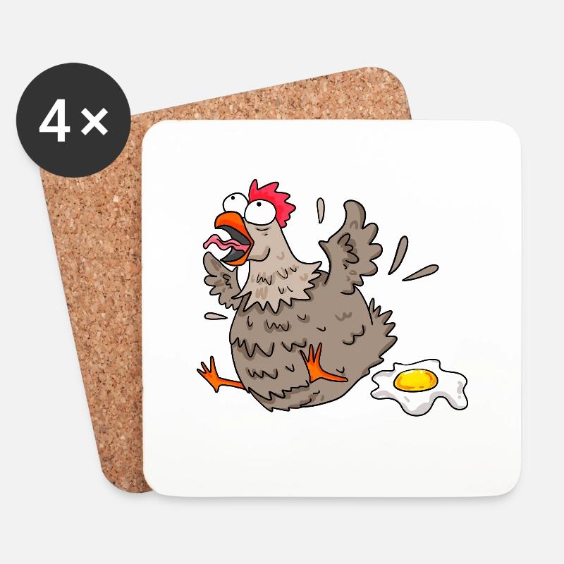 Lustiges Huhn - Untersetzer (4er-Set) - Weiß