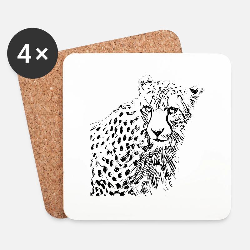 Gepard - Untersetzer (4er-Set) - Weiß