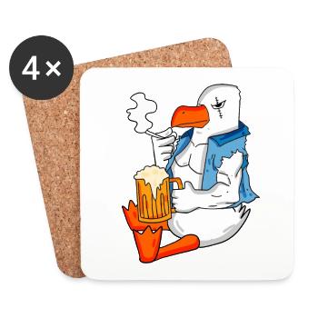 Dangerous seagull beer North Sea Moin seagull - Coasters (set of 4) - white - Front