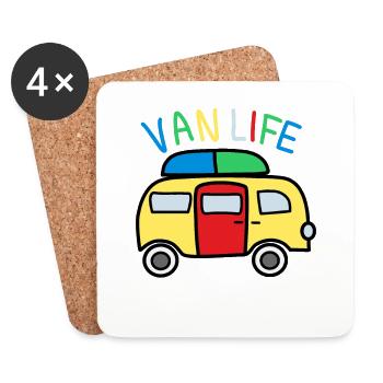 Liberté et aventure : la vie en camping - Dessous de verre (lot de 4) - blanc - Devant