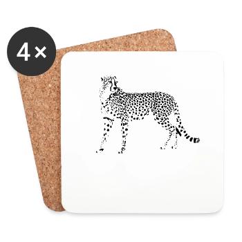 guépard - Dessous de verre (lot de 4) - blanc - Devant