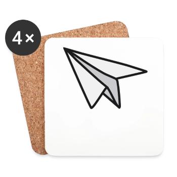 Légèreté et liberté avion en papier - Dessous de verre (lot de 4) - blanc - Devant