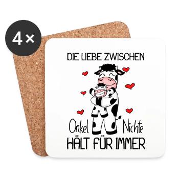 Onkel Nichte Liebe Spruch Kuh Kühe Familie - Untersetzer (4er-Set) - Weiß - Vorne