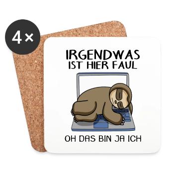 Lustiger Faultier Spruch Faul Büro schlafen - Untersetzer (4er-Set) - Weiß - Vorne
