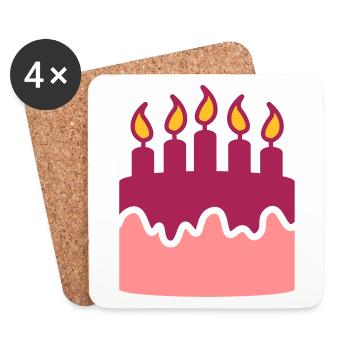 Gâteau d'anniversaire - gâteau - Dessous de verre (lot de 4) - blanc - Devant