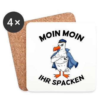 Moin Moin Ihr Spacken Seemöwe Anker Tattoo - Untersetzer (4er-Set) - Weiß - Vorne