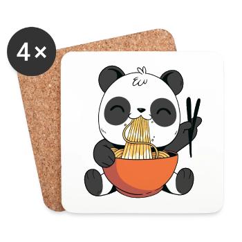 Netter Panda, der Ramen isst - Untersetzer (4er-Set) - Weiß - Vorne