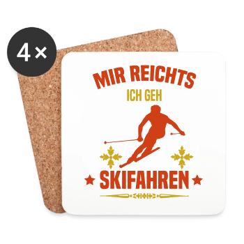 Skifahren Shirt Skifahrer Geschenk - Untersetzer (4er-Set) - Weiß - Vorne