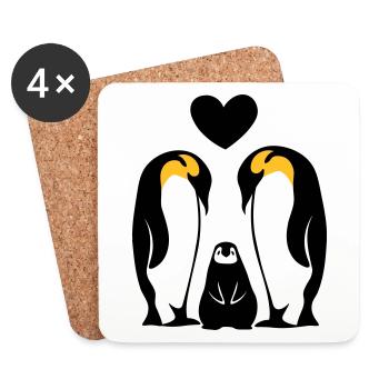 Family Family Famille penguin family Penguins - Coasters (set of 4) - white - Front