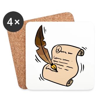 Schriftsteller Autor Tintenschrift Feder Geschenk - Untersetzer (4er-Set) - Weiß - Vorne