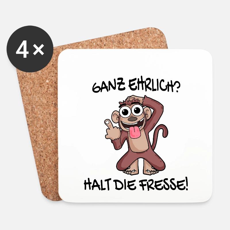Ganz ehrlich halt die Fresse Affe - Untersetzer (4er-Set) - Weiß