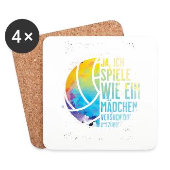Play like a girl - Volleyball Sand Sport Mädchen - Untersetzer (4er-Set) - Weiß - Vorne