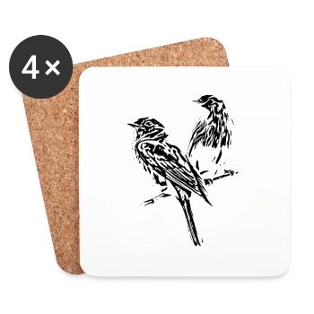 Oiseaux - Dessous de verre (lot de 4) - blanc - Devant