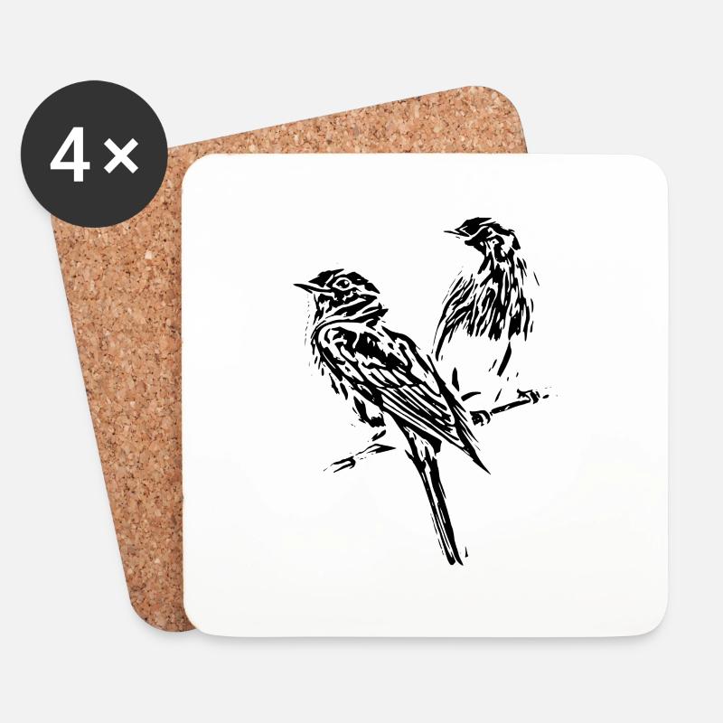 Vögel - Untersetzer (4er-Set) - Weiß
