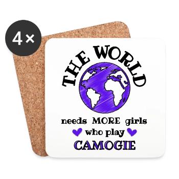 The world needs more girls who play camogie. - Coasters (set of 4) - white - Front